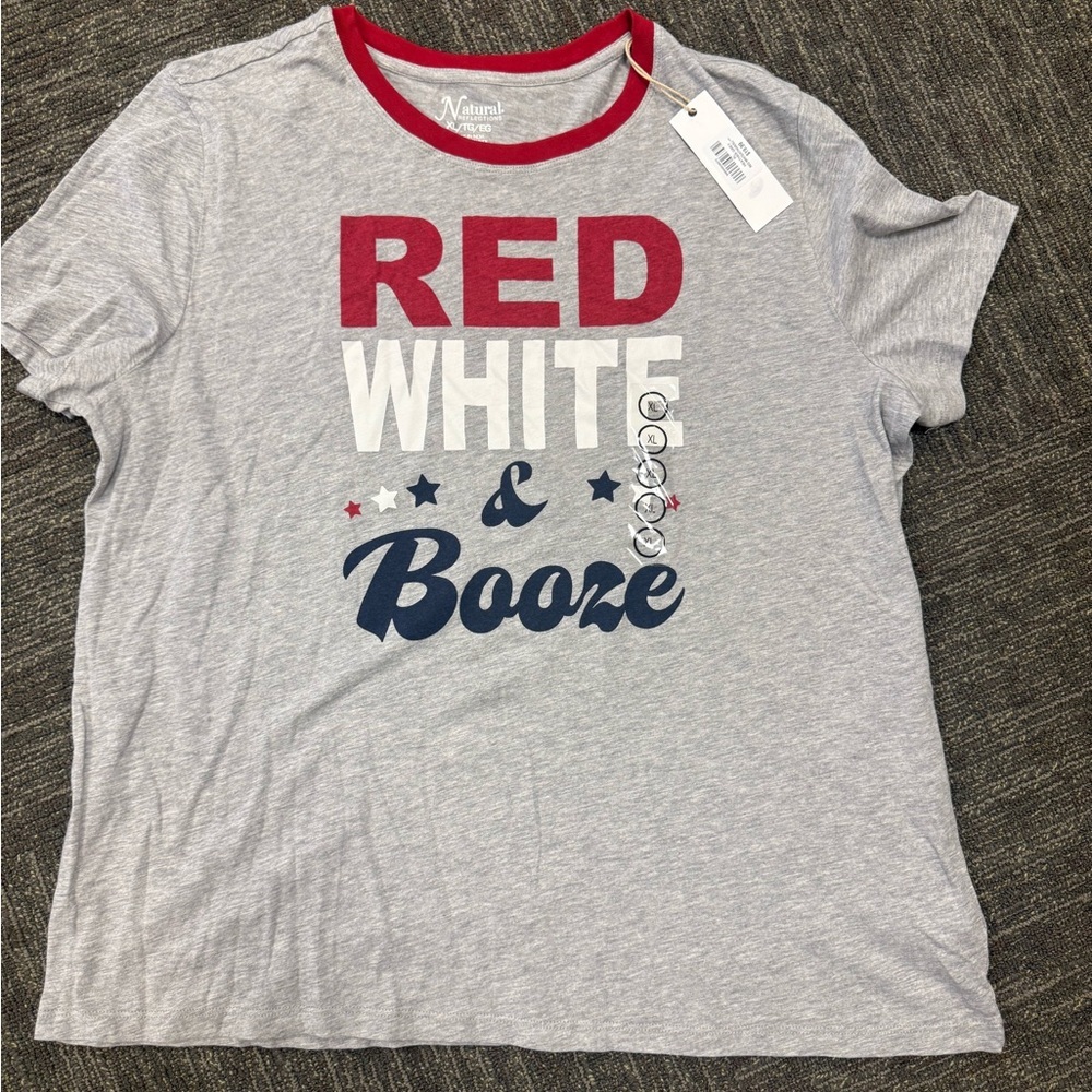 Nautica Red and White Womens XL T-Shirt
